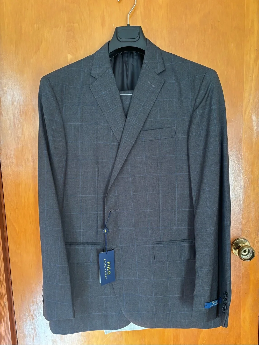 Ralph Lauren Charcoal Suit with Subtle Blue Windowpane